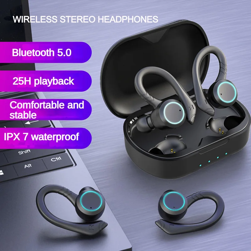 

Cyboris BE1033 IPX7 Waterproof Bluetooth In Ear Dual Ear Wireless Stereo Headphones With Intelligent Touch And Long Battery Life