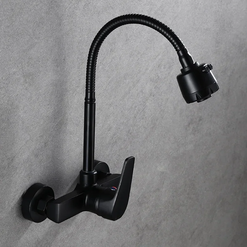 

Смеситель для кухонной мойки, свободно вращающийся шланг, 2 режима, распылитель с носиком, насадка для подачи, смеситель для холодной и горячей воды, настенный смеситель для умывальника