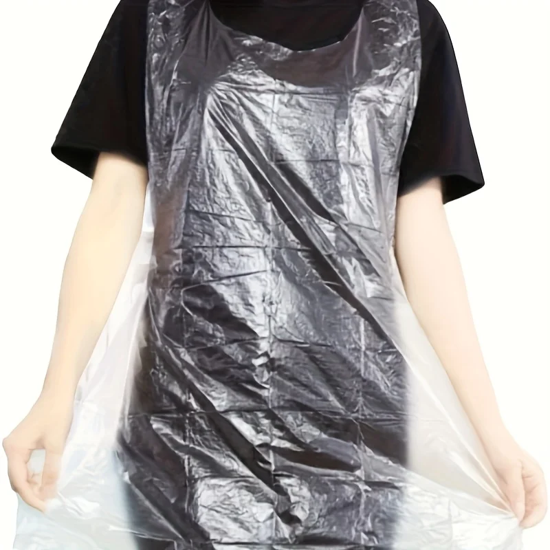 Disposable Aprons (Pack of 100), Plastic Aprons for Art Classes, Cooking, Housework, Picnics, and More.