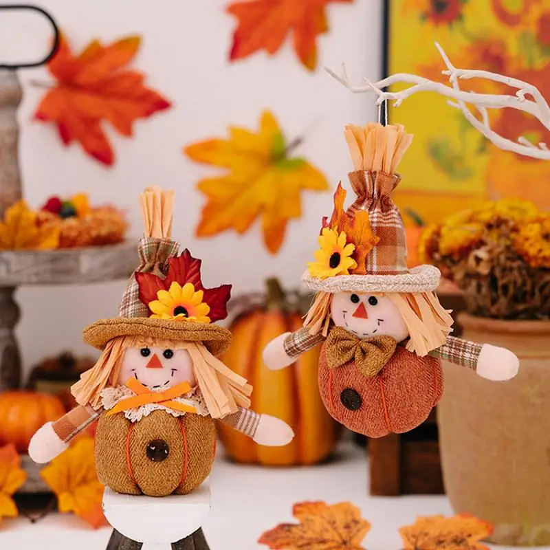 Gnome Thanksgiving Decorations 2 Pieces Maple Leaves Gnome Handmade Fall Harvest Faceless Dwarf Plush Dolls With Maple Leaves