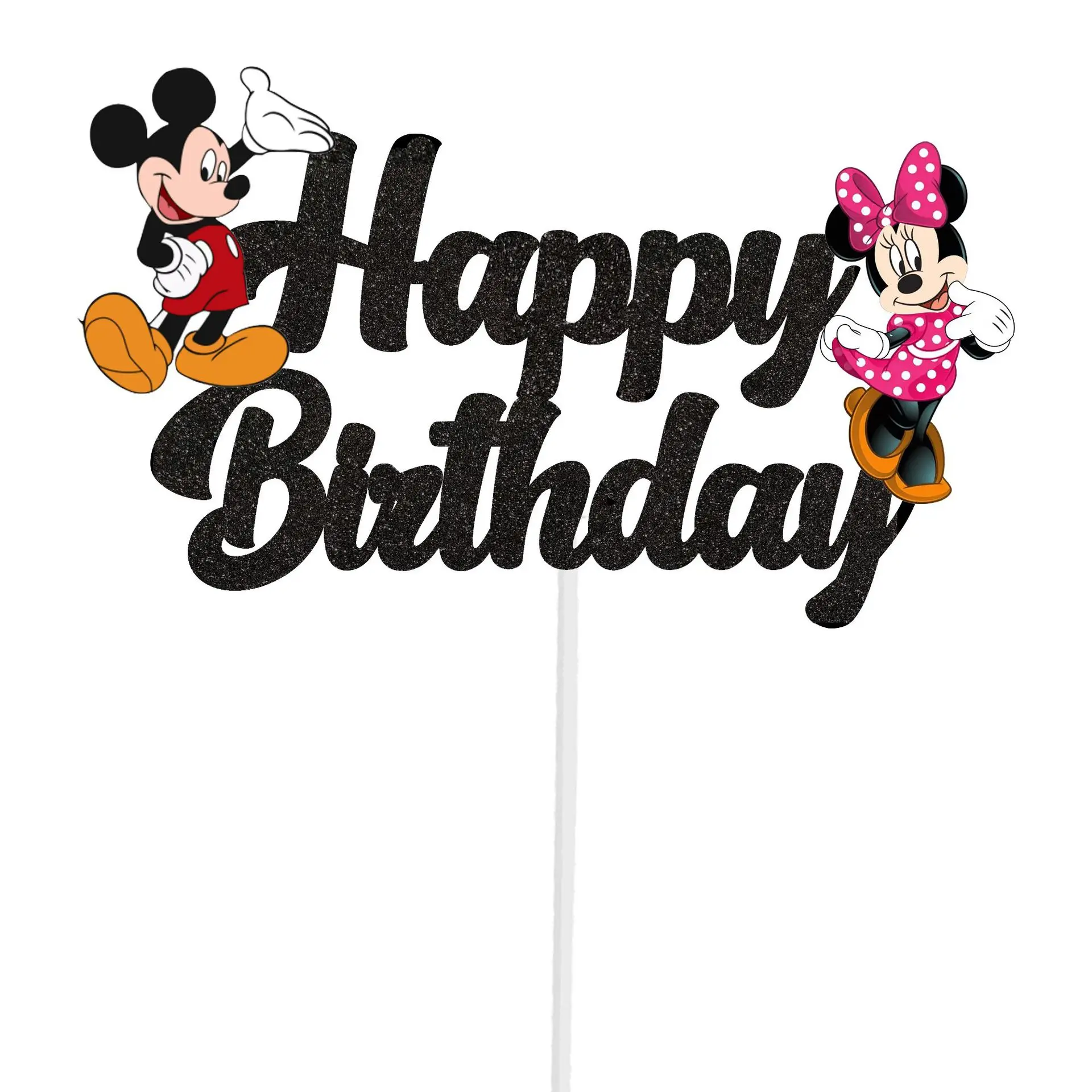 Disney Minnie Mickey Mouse Cake Decorations Minnie Party Cake Topper For Kids Birthday Party Baby Shower Cake Flag Supplies Gift