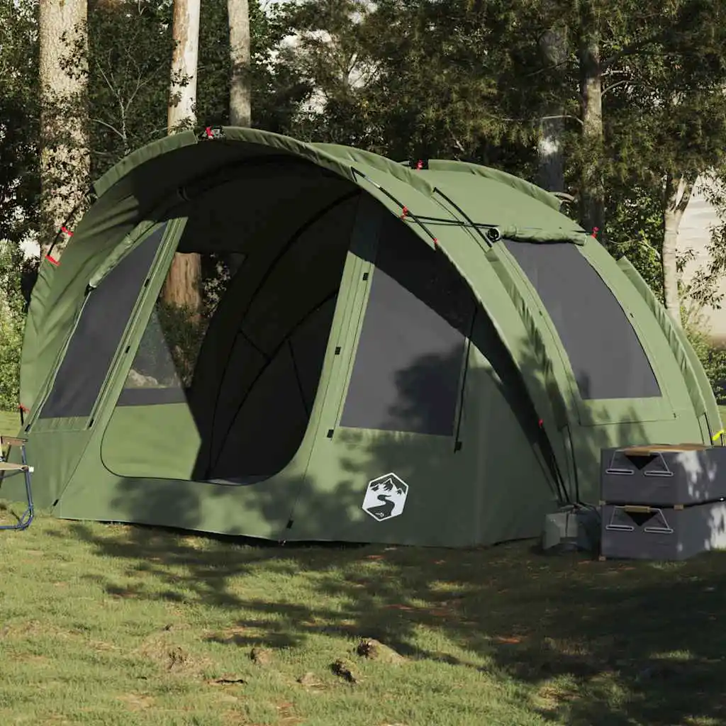 Angelzelt für 2 Personen, olivgrün, wasserdicht, tragbares, faltbares Campingzelt für Familien, Anti-UV-Vordach