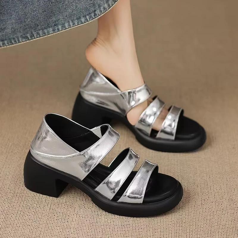 

Женские сандалии на платформе с высоким каблуком, модные женские туфли на массивной подошве, летние повседневные спортивные туфли с открытым носком, новые туфли-лодочки, шлепанцы Mujer De Slides 2026