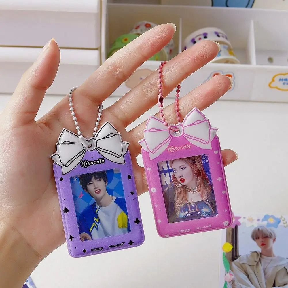 Hanging Y2K Photocard Holder Korean INS Keyring Card Protector Sleeve Star Transparent Photo Card Cover Photo Frame