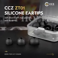 CCZ ZT01 12-Pair Set Classic Black Silicone Eartips High Elasticity Durable Ear Canal Tips for Comfortable Fit