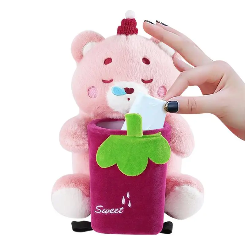 

Car Trash Can Animal Tissue Box Holder For Car Plush Automotive Storage Box For Travel Road Trips Daily Commuting Kids Snacks