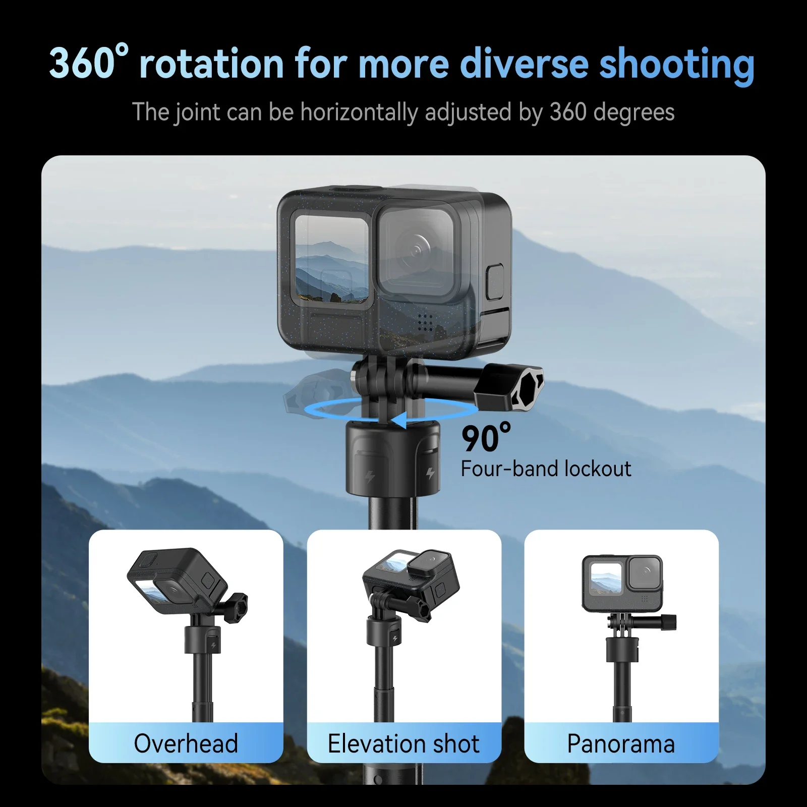 TELESIN 5000Mha 360° Rotation Charging Selfie Stick Power Bank Remote Control Tripod For Gopro Hero 13 12 11 10 9 MAX