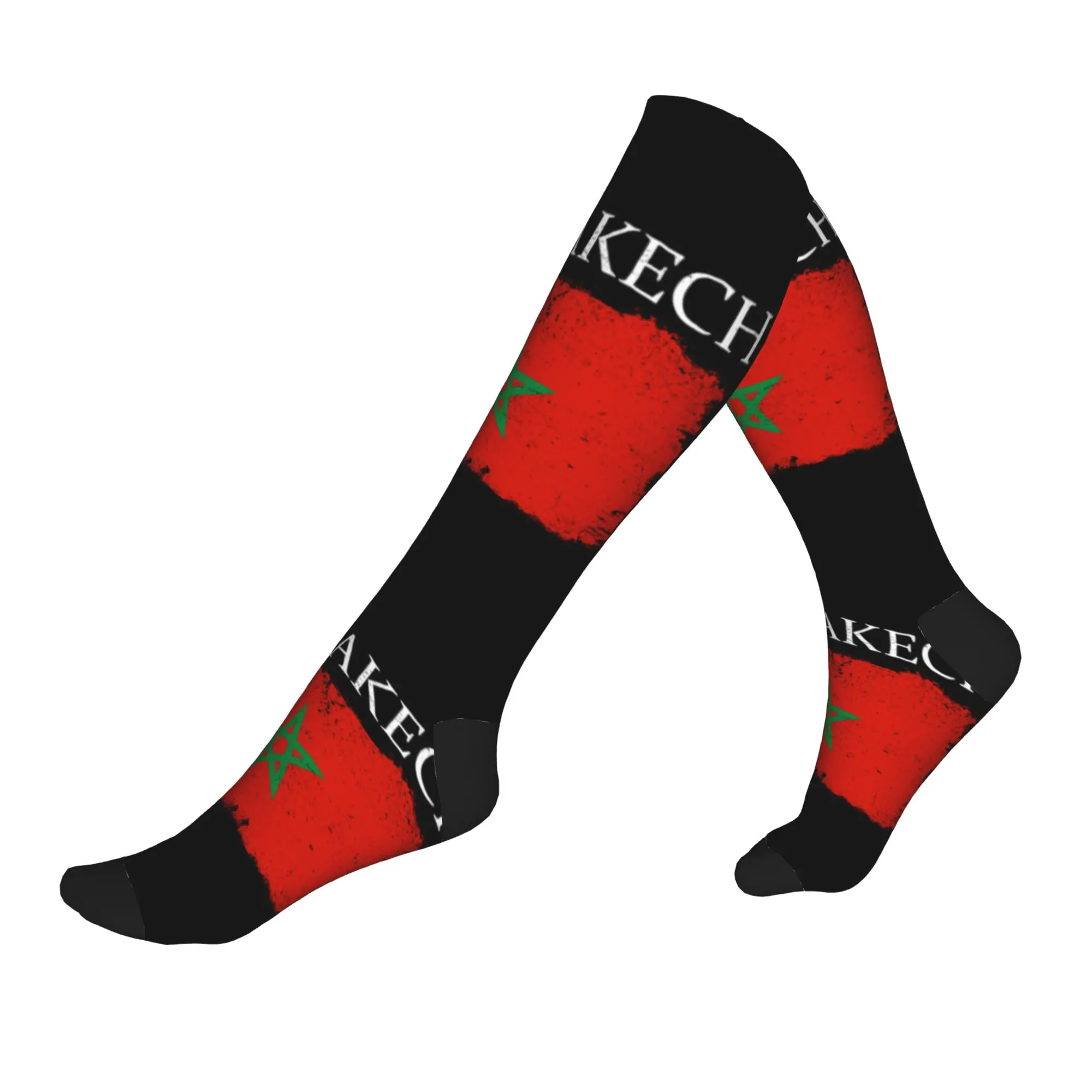 

Morocco Moroccan Flag Men Women Sports Compression Socks Unisex Novelty 3D Print Dress Socks