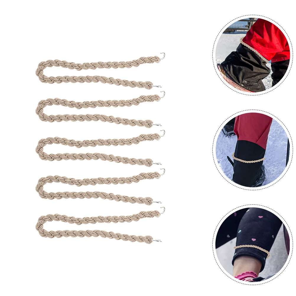

5 Pcs 4mm Thick Elastic Boot Bands Outdoor Camping Leg Ropes Polyester Anti Wear Metal Clip Adjustable Blousing Straps