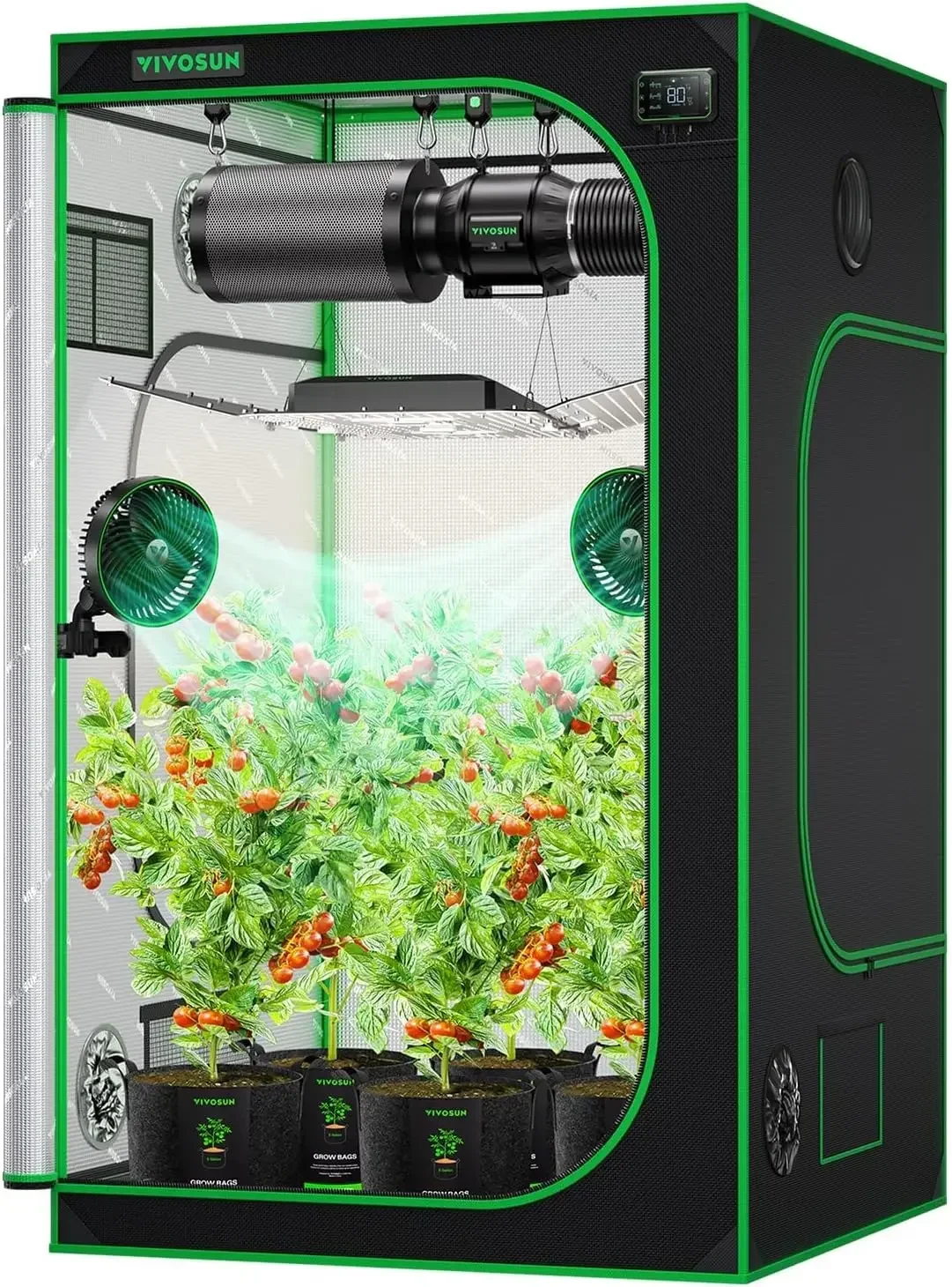 

S448 4x4 Grow Tent, 48"x48"x80" High Reflective Mylar with Observation Window Floor Tray for Hydroponics Indoor Plant