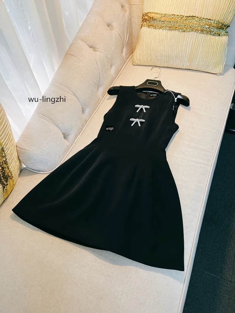 wu-lingzhi Women French Dress Vintage Star Brand Elegant Top Quality Dresses Black Vestidos Ladies Evening Dresses Birthday New