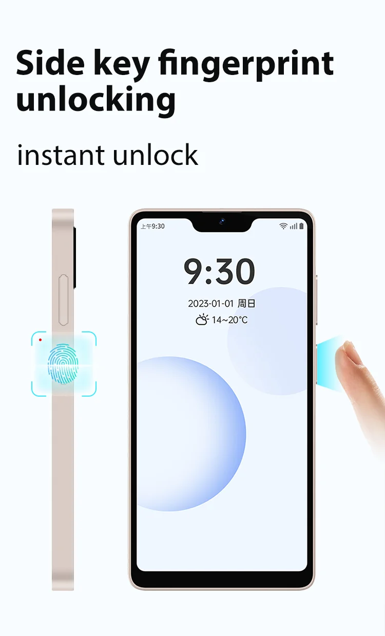 New Model Qin 3 MTK 6762 Wifi 5.5Inch Bluetooth 5.2 Fingerprint Unlock Touch Screen Android 3100mAh 720*1496P 8MP Smart Phone