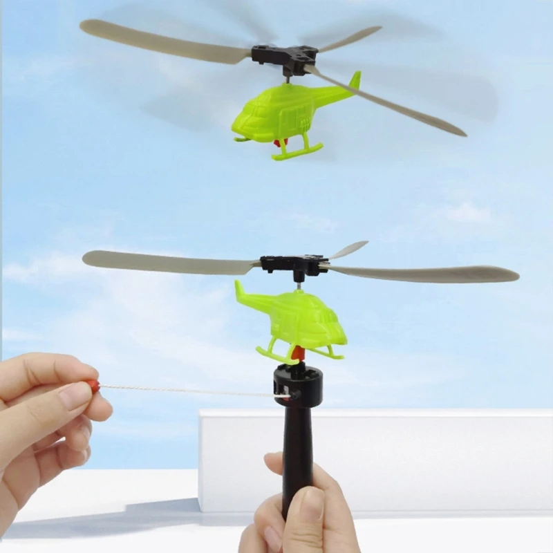 F19F 6 stks/pak Pull String Helikopter Speelgoed Willekeurige Kleur voor Kinderen Outdoor Plezier en Verjaardagen Stimuleren Oog