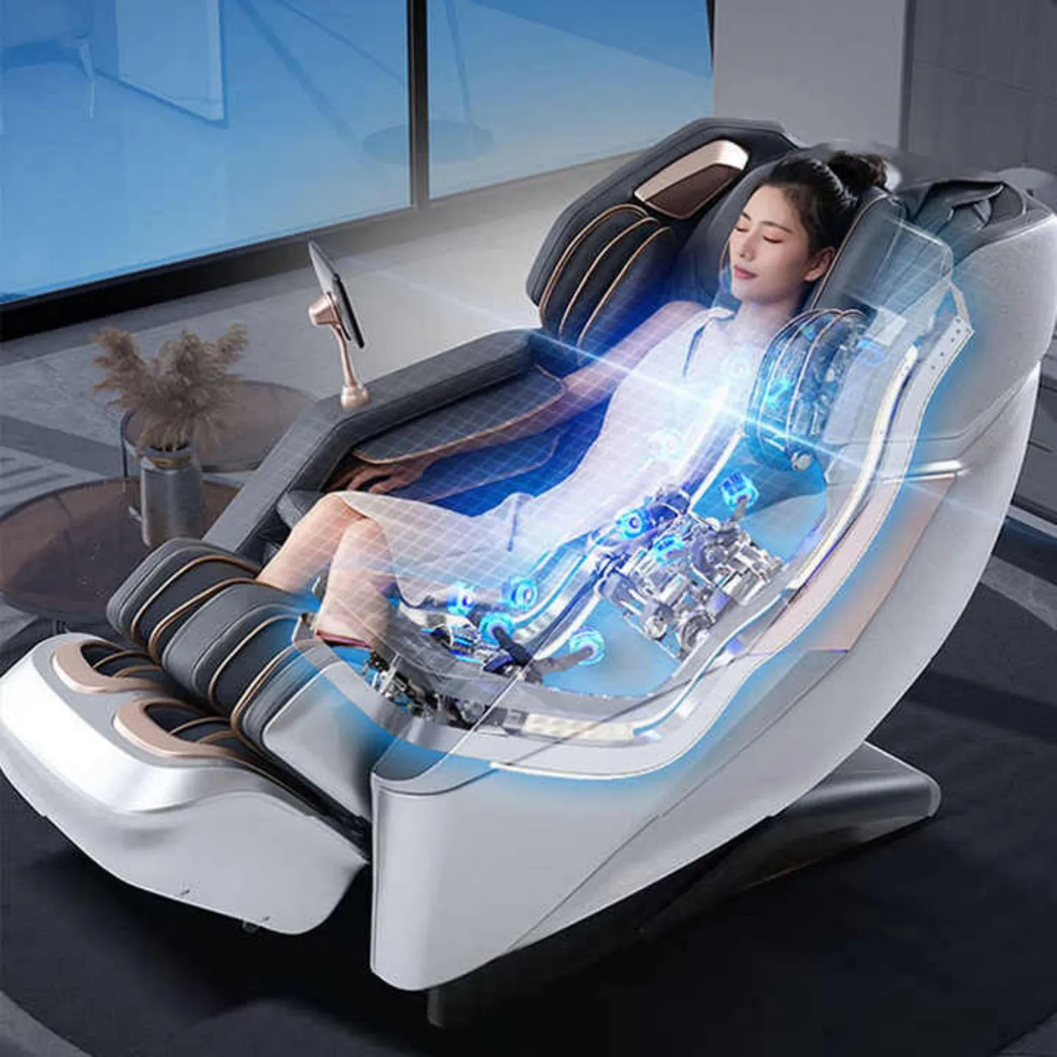 ضمان 3 سنوات كرسي التدليك كامل الجسم صفر الجاذبية الصحة مسح قطني التدفئة AI صوت كرسي تدليك شياتسو أريكة هزاز #4