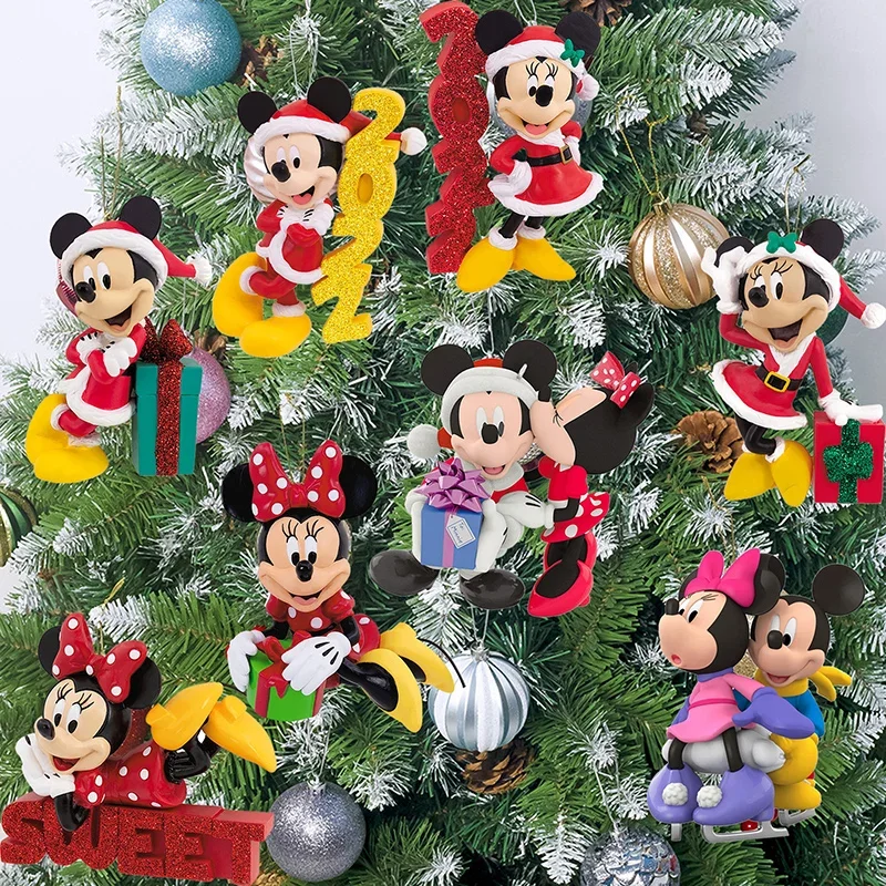 2023 Disney Mickey Mouse Christmas Ornaments Xmas Tree Pendant Minnie Mouse Doll Hanging Decor Navidad Noel Children's Gifts