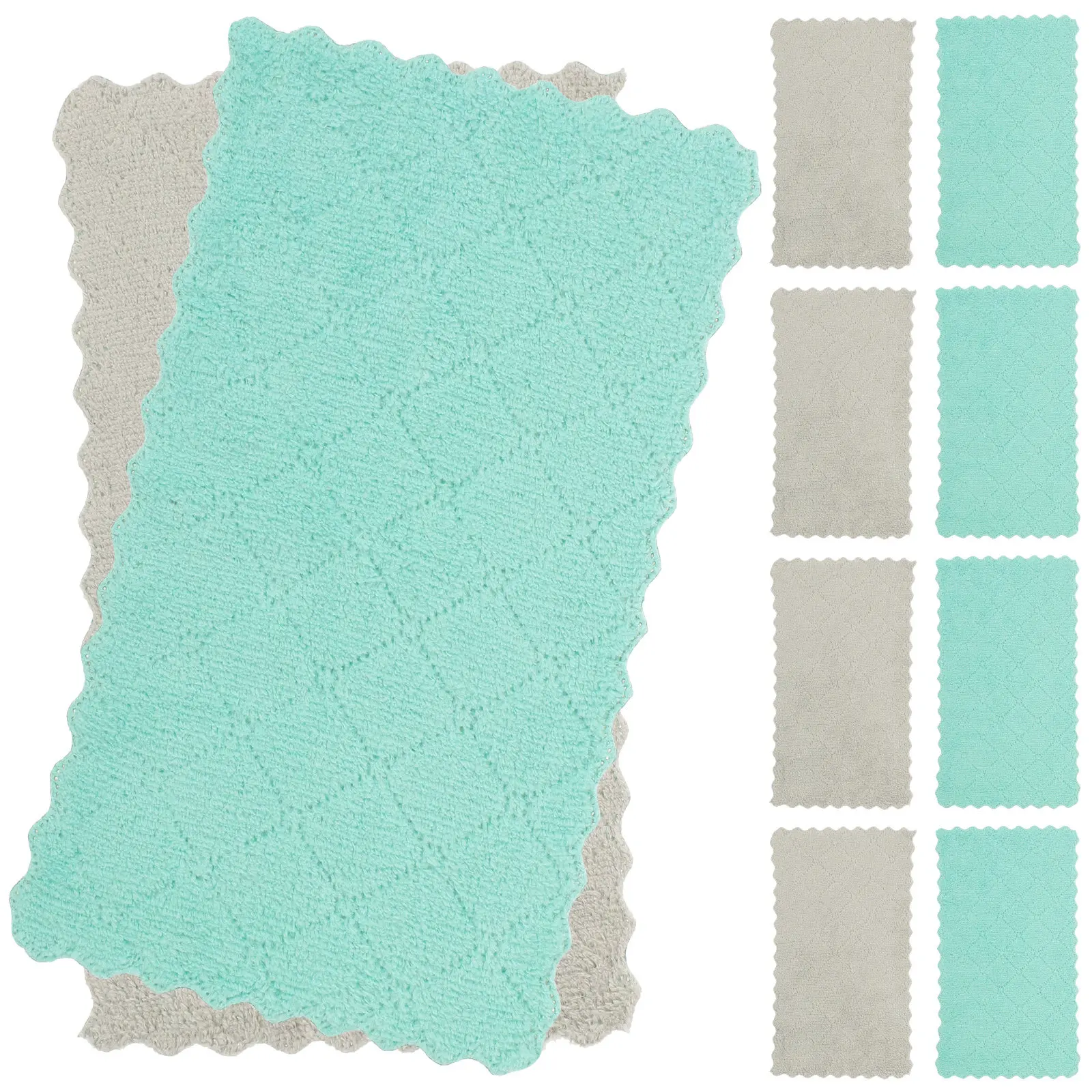 10Pcs Dish Washing Cloths Premium Coral Fleece Dish Towels for Kitchen Glassware Plates Utensils Oil Water Stain Removal