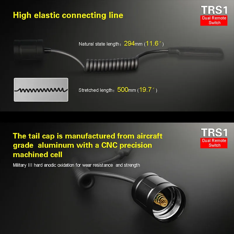 Klarus TRS1 Remote Tail Switch, Suitable with XT11S / XT11GT / XT12GT / XT12S / XT2CR, Multi-outputs,CNC Precision-machined Cell