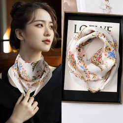 New Retro Warm Square Scarf Magnetic Button Triangle Scarf Cotton Scarf Women's Spring Autumn And Winter Western Style Neck