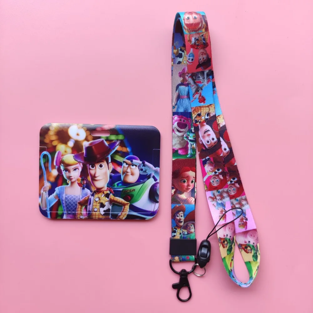 Disney Toy Story ID Card Holder Lanyard Anime Woody Badge Holders Boys Buzz Lightyear Card Case Retractable Clip Girl Neck Strap