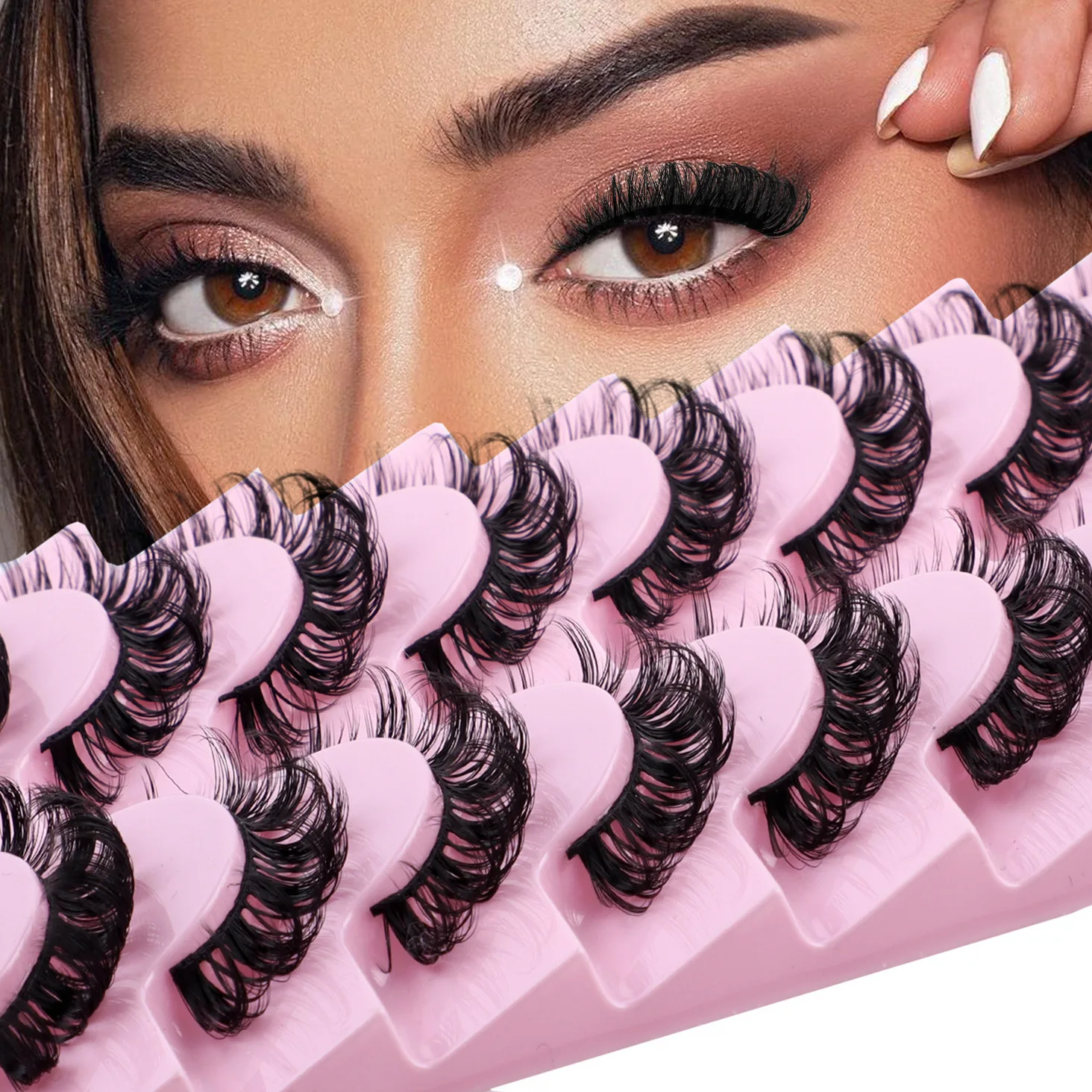 

10 Pairs of Russian Fake Eyelashes D Curved Thick Curling Planting Grafting Natural Eyelashes Factory Wholesale Makeup