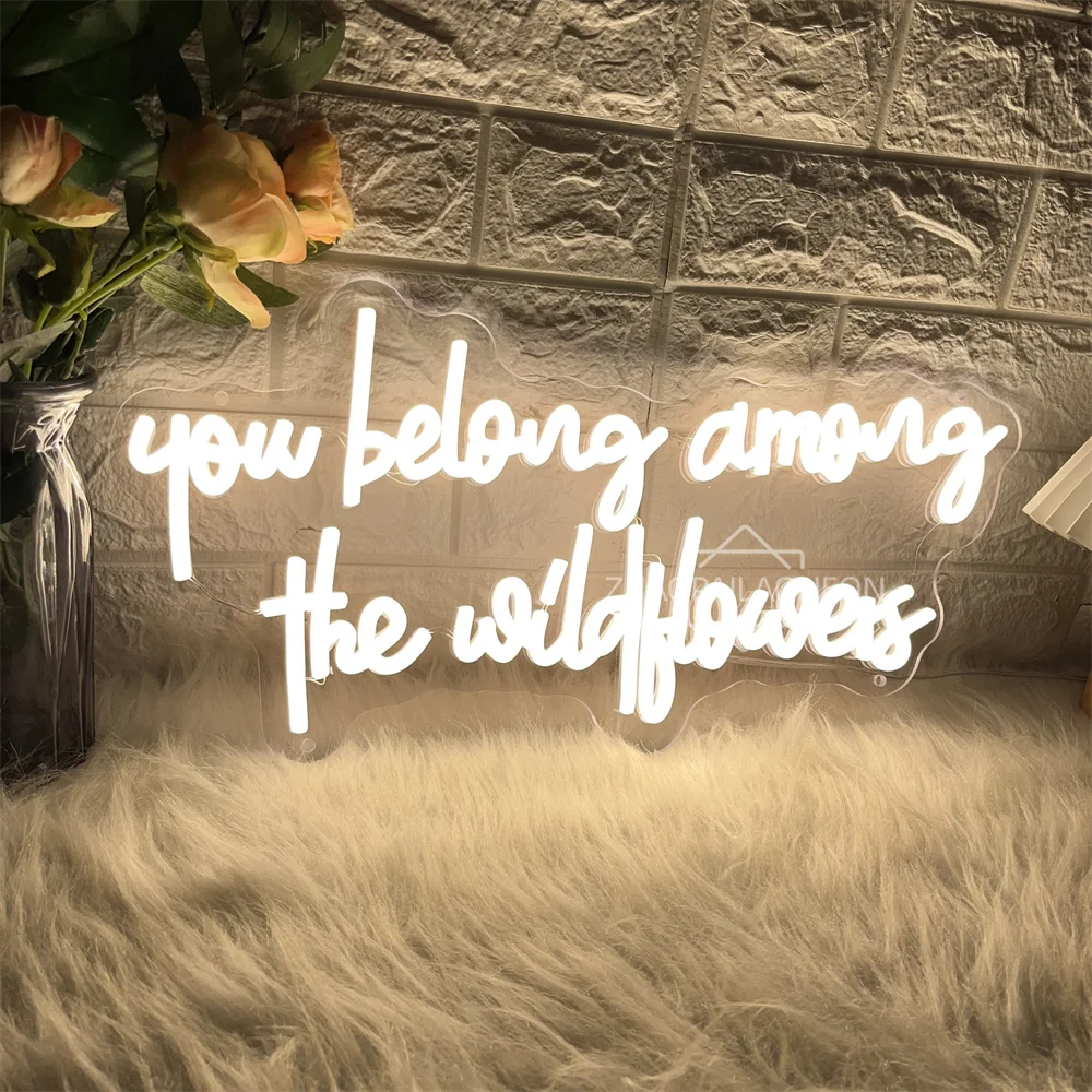 You Belong Among The Wildhowers Neon Led Sign Game Room Bedroom Decoration LED Neon Lights USB Gaming Room Home Wall Decor Signs