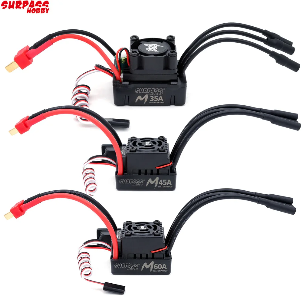 Surpass Hobby M Series Waterproof Brushless ESC 35A 45A 60A 2-3S for 1/10 1/14 RC On/Off-road Buggy Monster Car 3650 F540 Motor