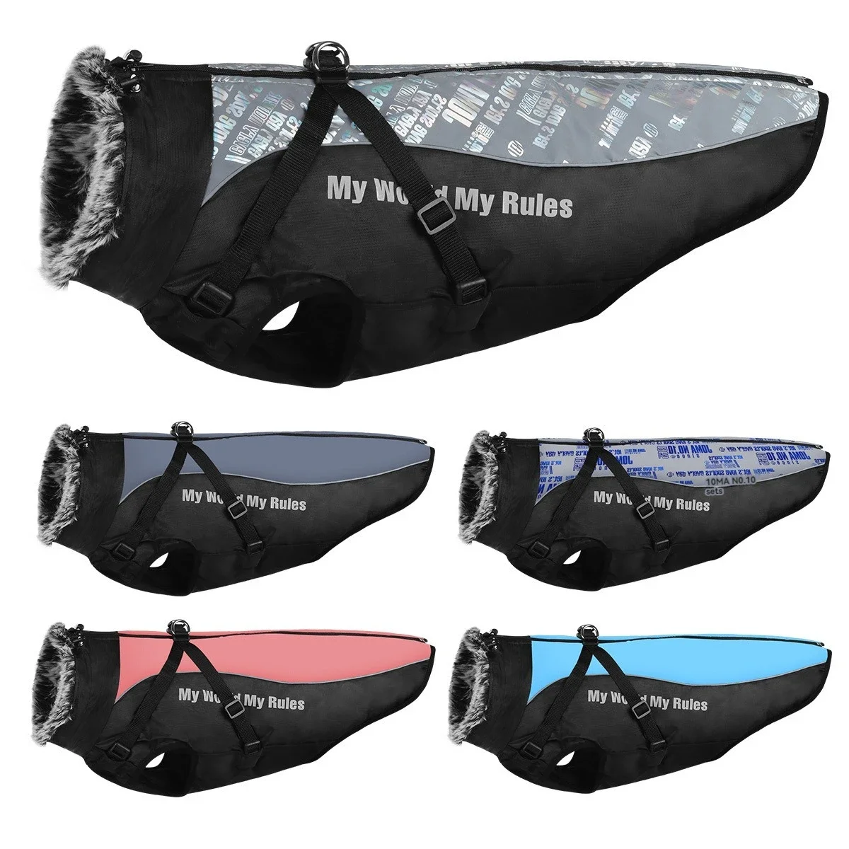 ملابس الشتاء للحيوانات الأليفة مقاومة للماء عاكسة للكلاب الكبيرة سترة اللكم ملابس الكلاب الدافئة