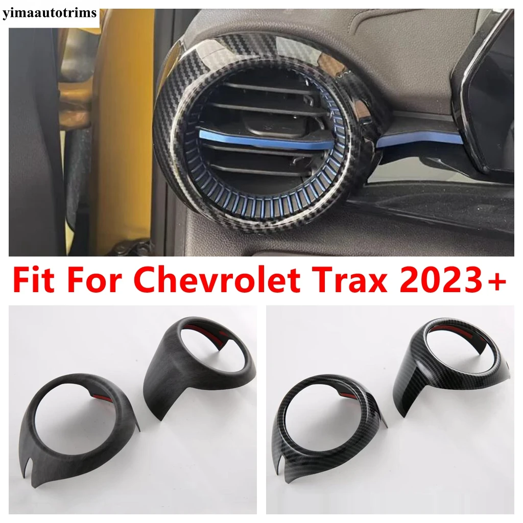 

2PCS Car Front Side Air AC Conditioning Vent Outlet Decoration Cover Trims For Chevrolet Trax 2023 2024 Carbon Fiber Accessories