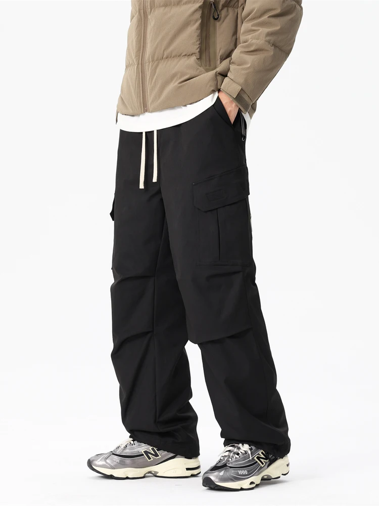 

Winter New Men's down Pants American Retro Skiing Snowboarding Trousers Adjustable Waist Workwear Straight Leg Long Trousers