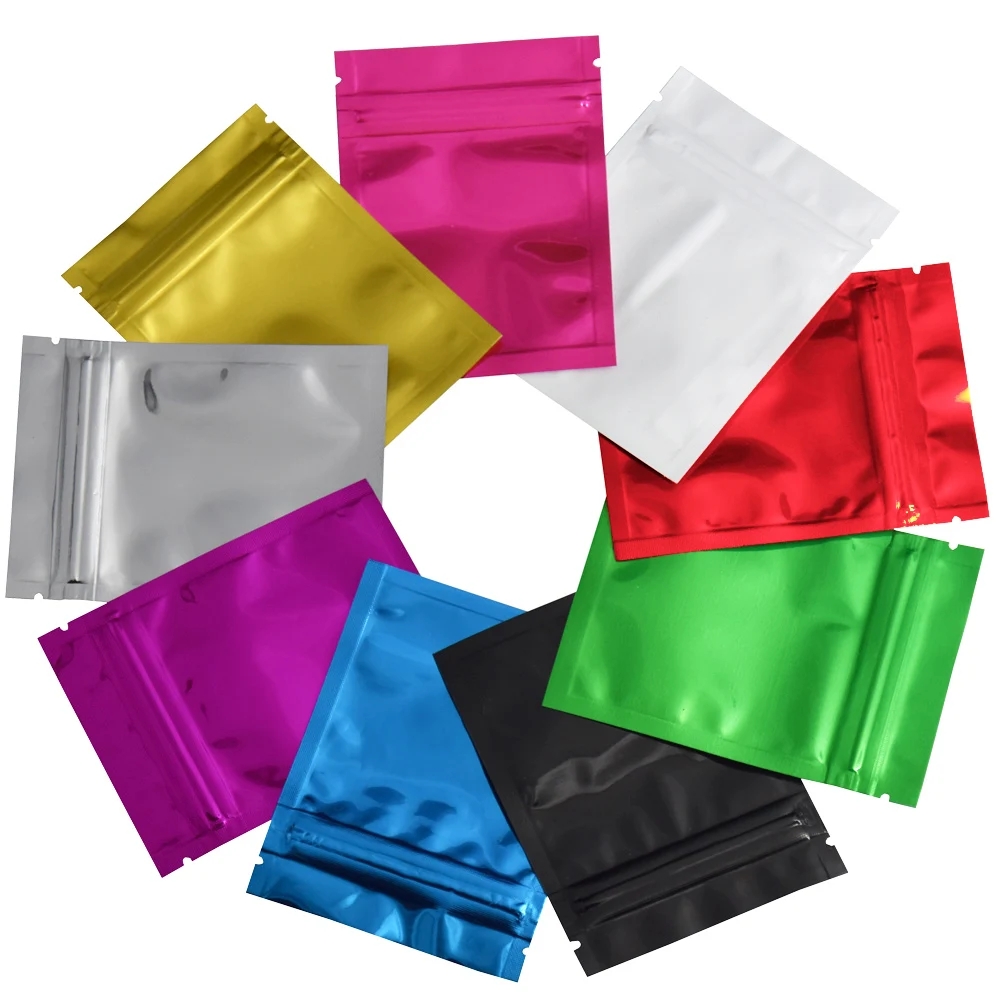 

100pcs Self Sealing Ziplock Colored Aluminum Foil Bag Packaging Bulk Food Snack Smell Proof Wrapping Mylar Ziplock Pouch