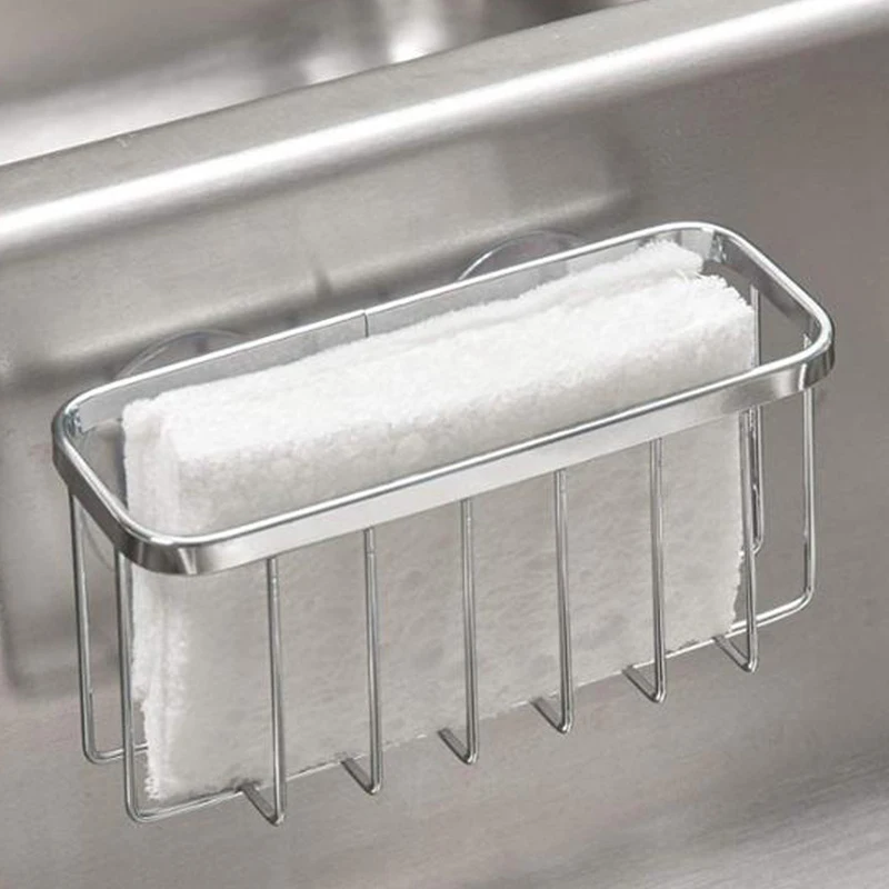 

Kitchen Organizer Sponge Holder Stainless Steel Sink Basket Storage Bracket Rustproof Waterproof Drainer Rack