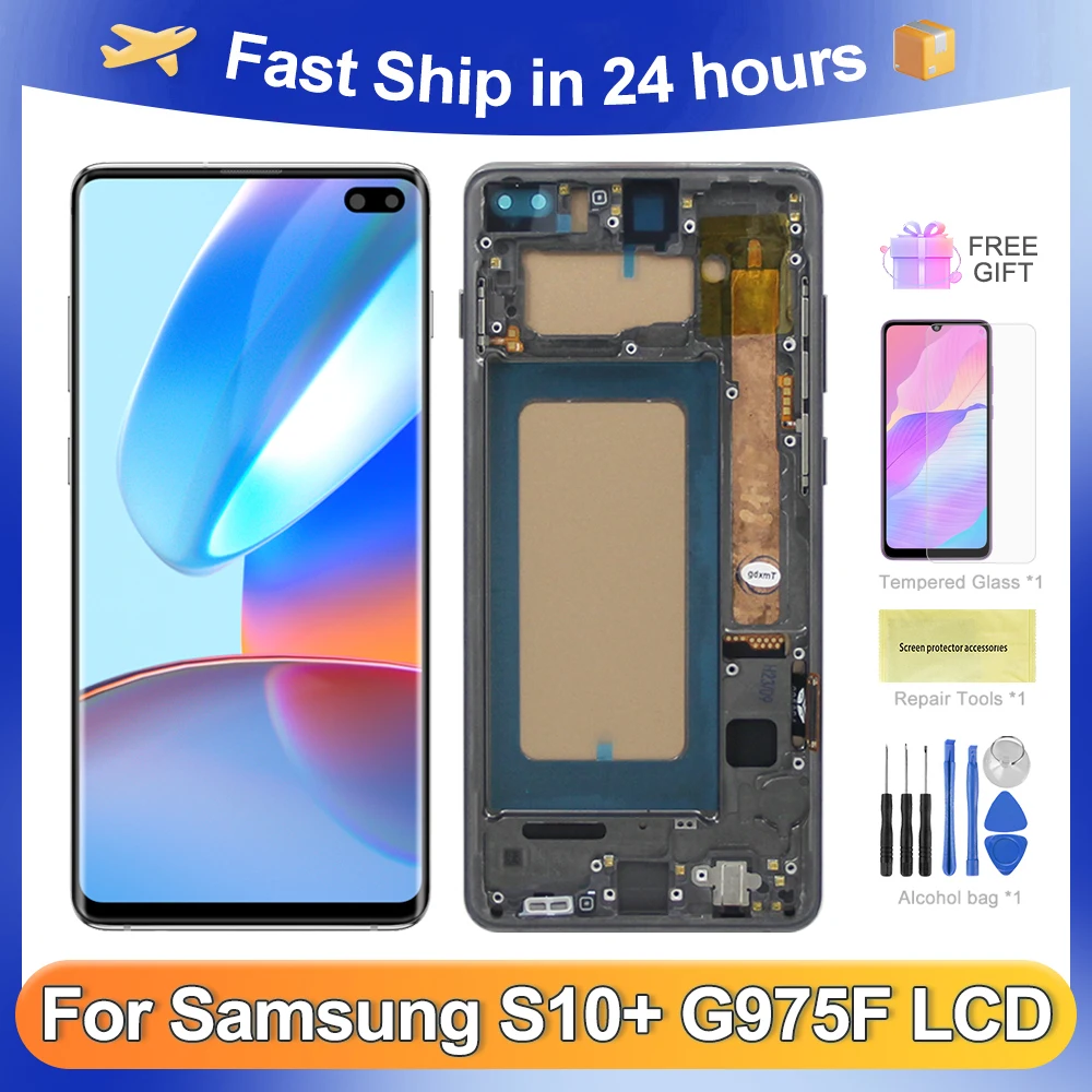 S10 Plus 6.4\'\'For Samsung Tested S10+ G975F G975U G975W G975 LCD Display Touch Screen Digitizer Assembly Replacement