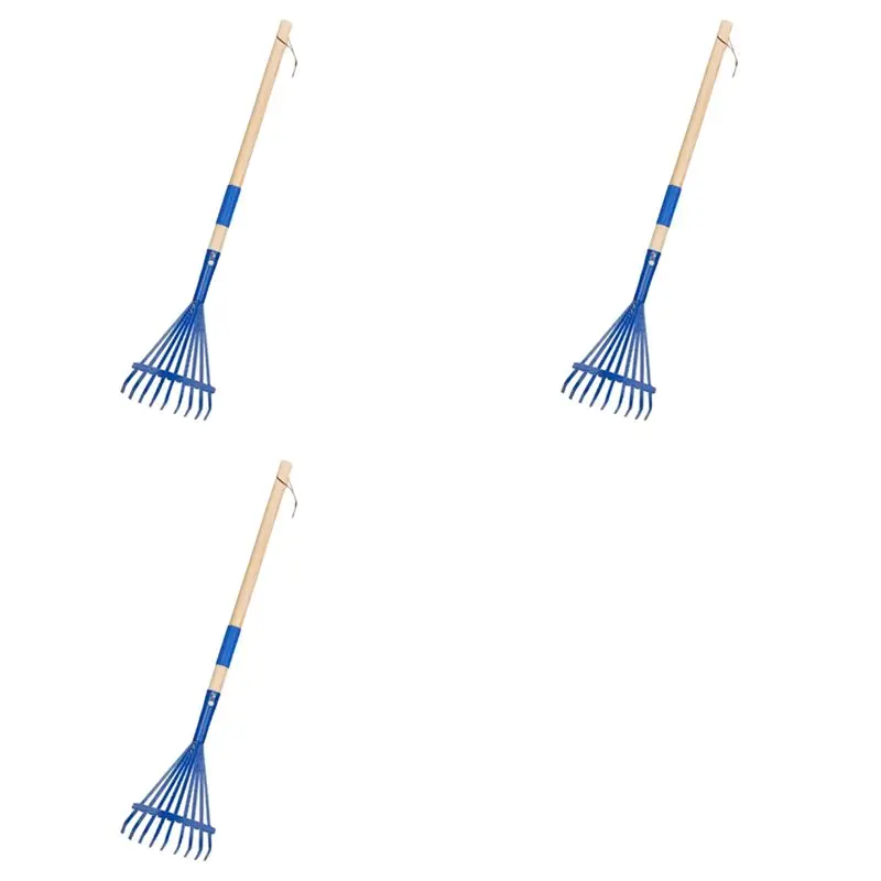 

ALIM-3X Children's Rake With Hardwood Handle And Cute Rake For Children, Garden Tool For Children Over 3 Years Old Blue