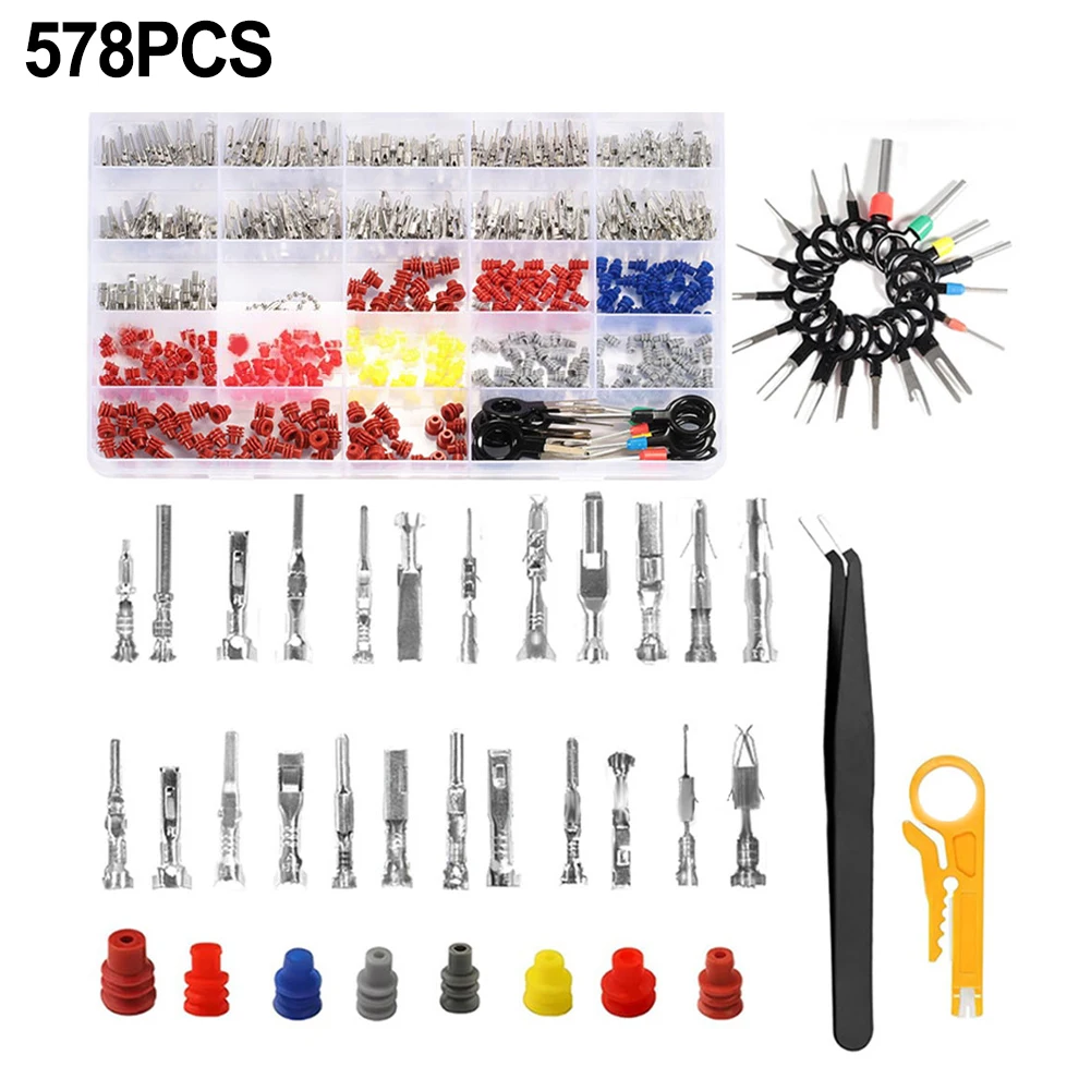 

Complete Automotive Connector Pins Kit 578PCS with Female Wire Seals and Removal Tool for Car and Truck Electrical Systems