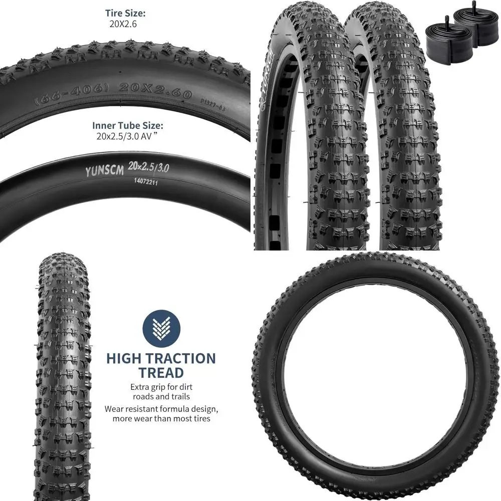

Шины для горного велосипеда 20 дюймов, 20x2,60/66-406 и 20-дюймовые велосипедные камеры для тяжелых условий эксплуатации, клапан Шредера, совместимые с внедорожным велосипедом 20 x 2,5 20 x