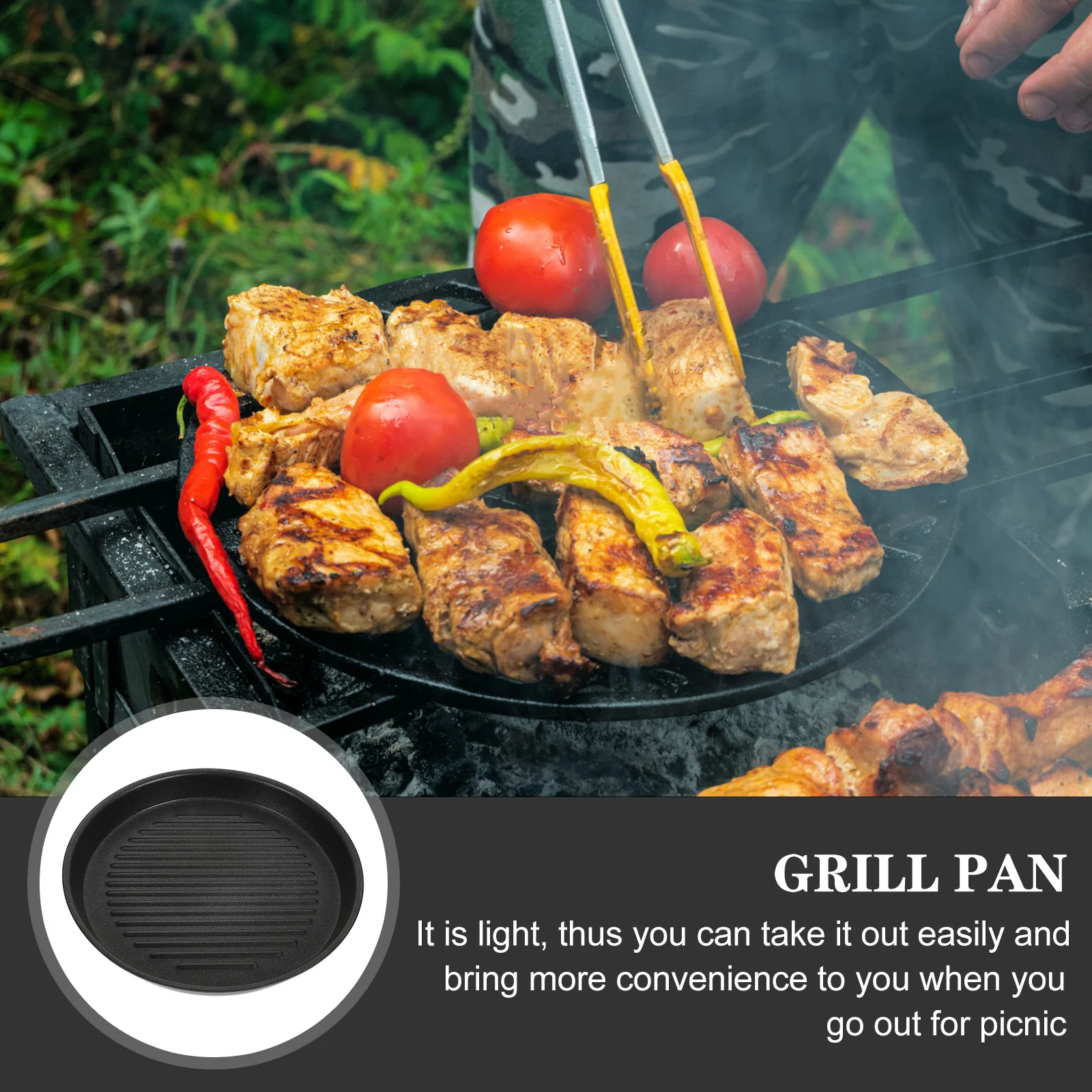 

Outdoor Barbecue Pan Non-Stick Deep Grill Plate For Steak Fish Portable Aluminum Kitchen Essential Cookware