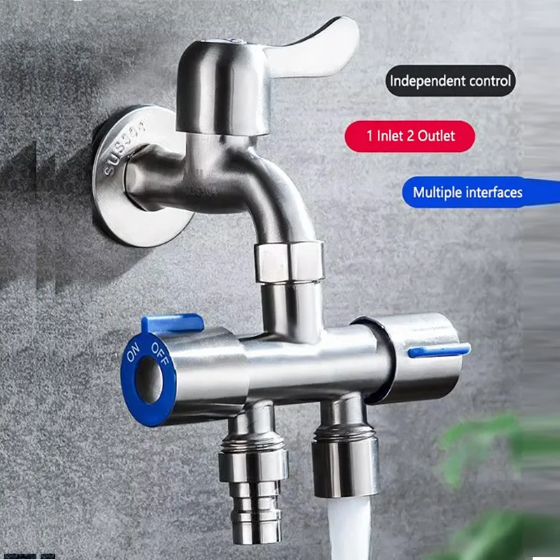 Dual Control Dual Use 3 Way Shower Water Diverter Valve Faucet Filling Angle Valves Washing Machine Bathroom Toilet Accessories