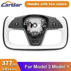 Carbar New  377mm Yoke Steering Wheel 3.0 For Tesla Model 3 Model Y Racing Car Handle with Heating Support  Customize Colors