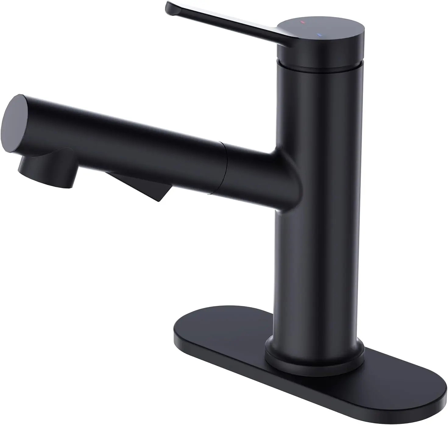 

Single Handle Bathroom Faucet with Pull Out Sprayer,Black Bathroom Faucet 1 Hole,2 Modes Rotating Spout Basin Mixer Tap