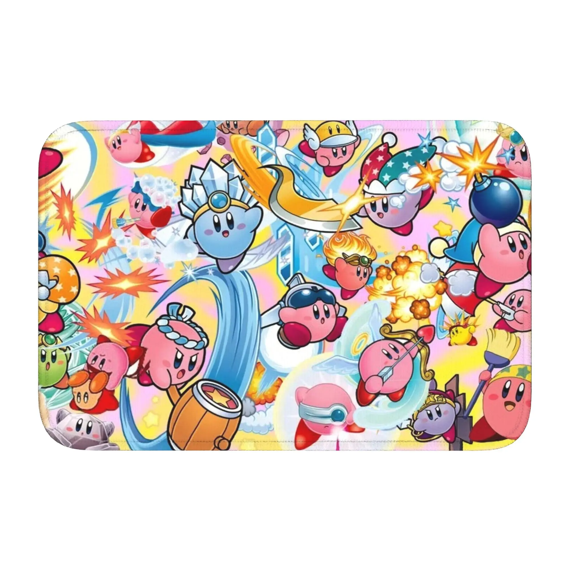 

Kirbys Cartoon Game Floor Door Kitchen Bathroom Mats Anti-Slip Outdoor Doormat Garage Living Room Entrance Rug Carpet Footpad