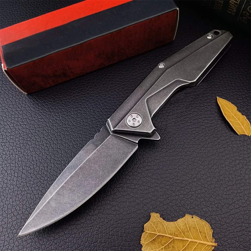 Hunting KS 1318 Folding Knife Outdoor Stonewashed 8Cr13Mov Blade 420 Steel Handle EDC Hiking Camping Knives Survival Pocket Tool