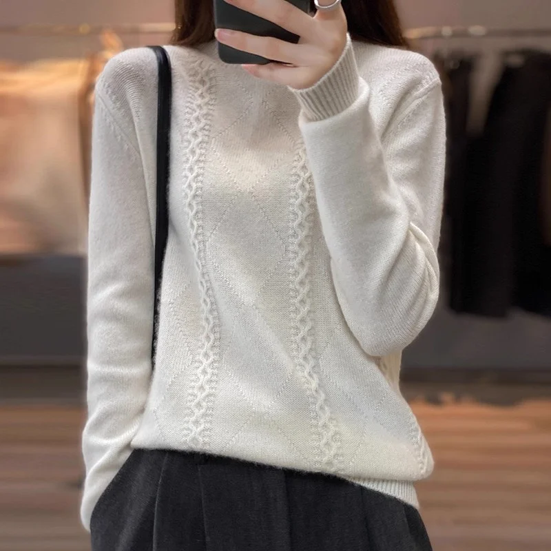 

High-End Women's Knitted Sweater f High Collar No Pilling Early Autumn New Arrival Dongguan Daliang 2025 Spring Long Sve
