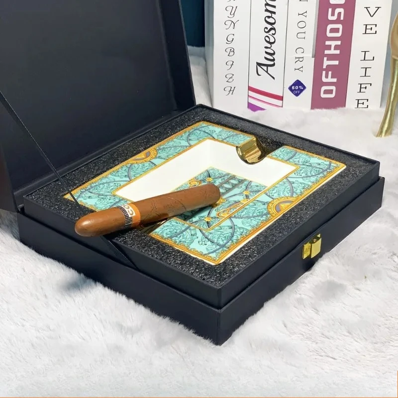 High-end ceramic ashtray, light luxury fashion cigar creative simple trend KTV