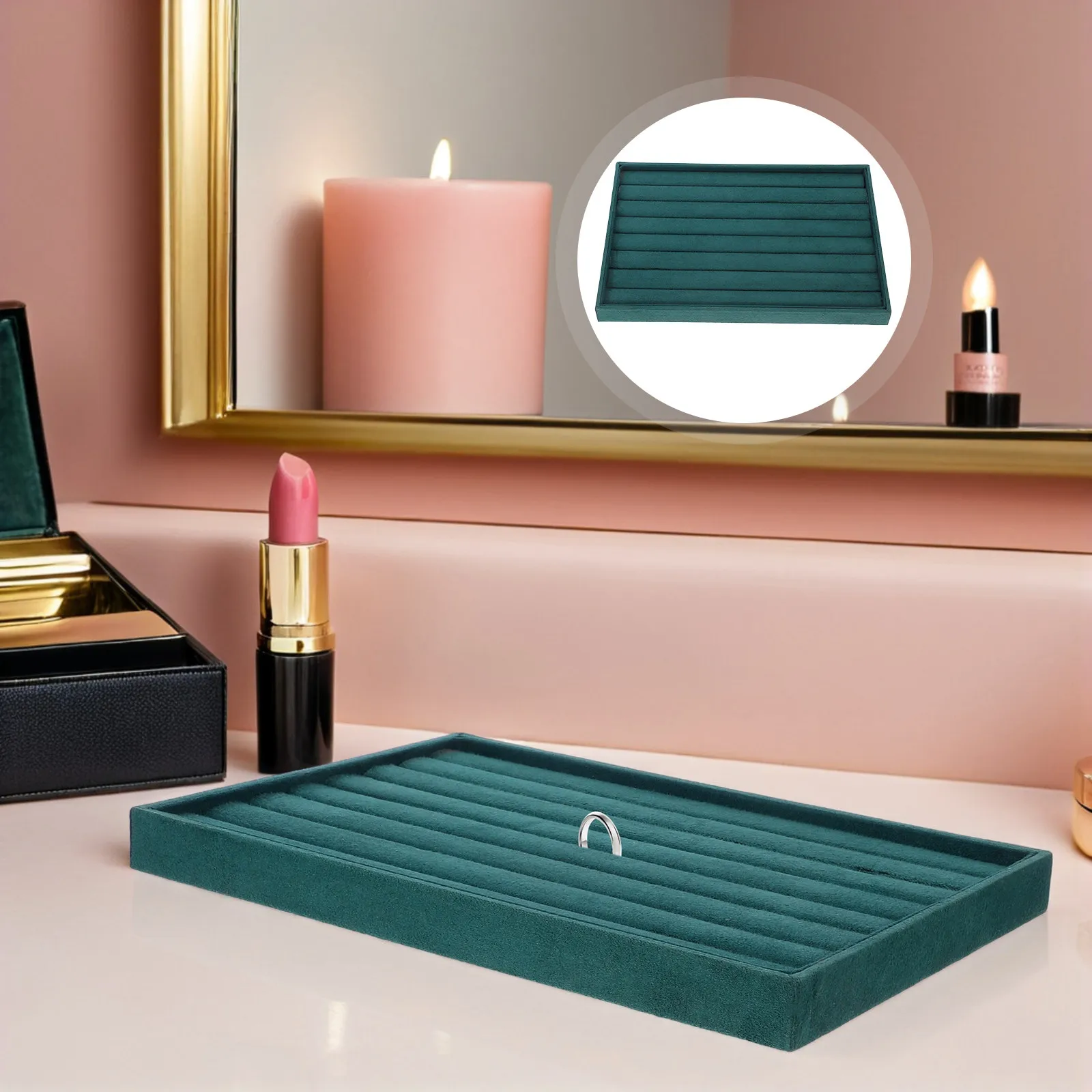

Premium Jewelry Showcase Tray Rings Earrings Necklaces Storage Organizer Compact Travel-Friendly Display Holder Stylish
