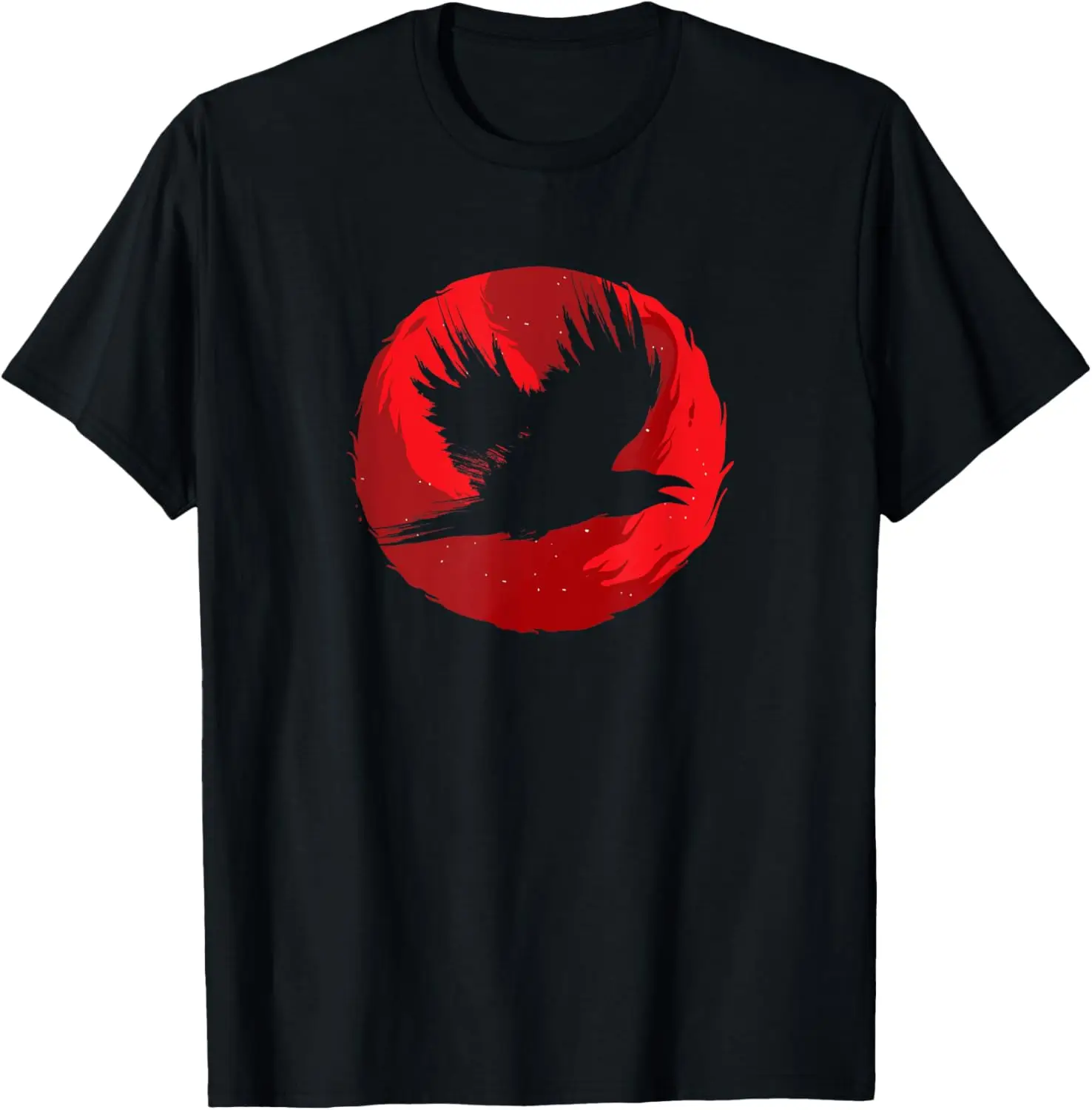 Gothic Raven Red Moon Black Crow T-Shirt