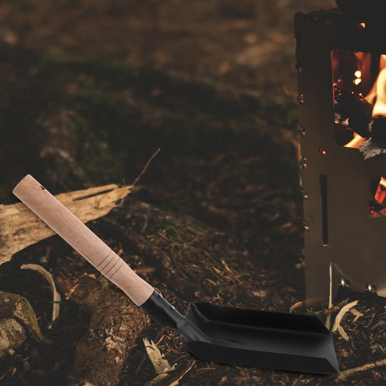 

1pc Compact Outdoor Digging Shovel Iron Head Wood Handle Garden Tool For Soil Planting Cleaning Portable Multifunctional Shovel