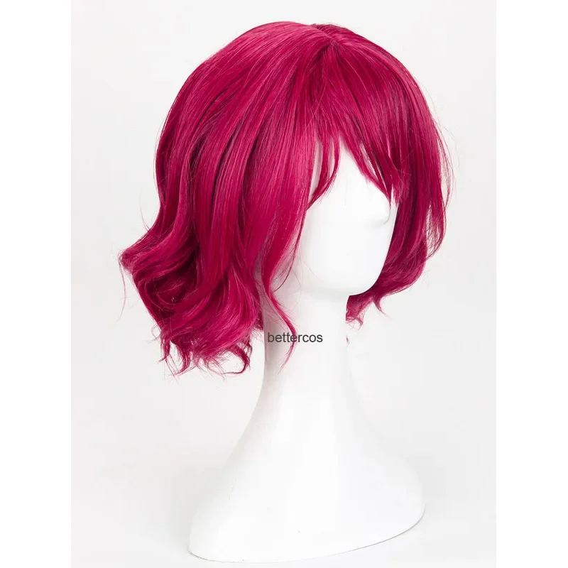 Akatsuki no Yona Yona Cosplay Wigs Short Rose Red Curly Heat Resistant Synthetic Hair Wig Wig Cap