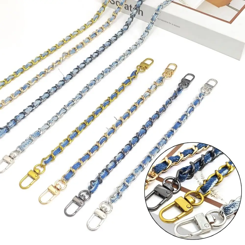 

Fashion 120cm Handbag Denim Metal Chain Detachable Durable Crossbody Bag Strap Replaceable Chain Belt Bag Accessories