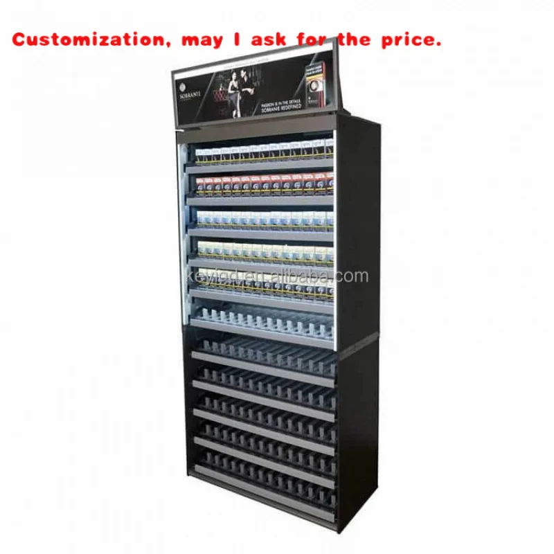 

на заказ.Pusher Shelves Портальная гондола Деревянные светильники Запираемая дверь Дизайн витрины