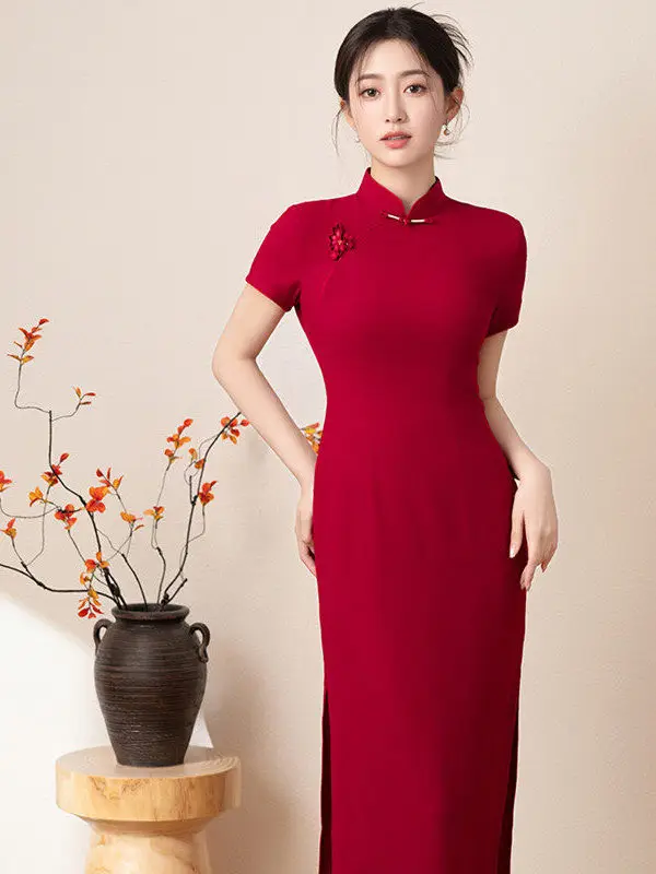 

Элегантное вечернее платье Ele Long (обновленная модель) для женщин: модное, приталенное, с высоким воротником, коротким рукавом, согревающее, без бренда, в стиле ретро.